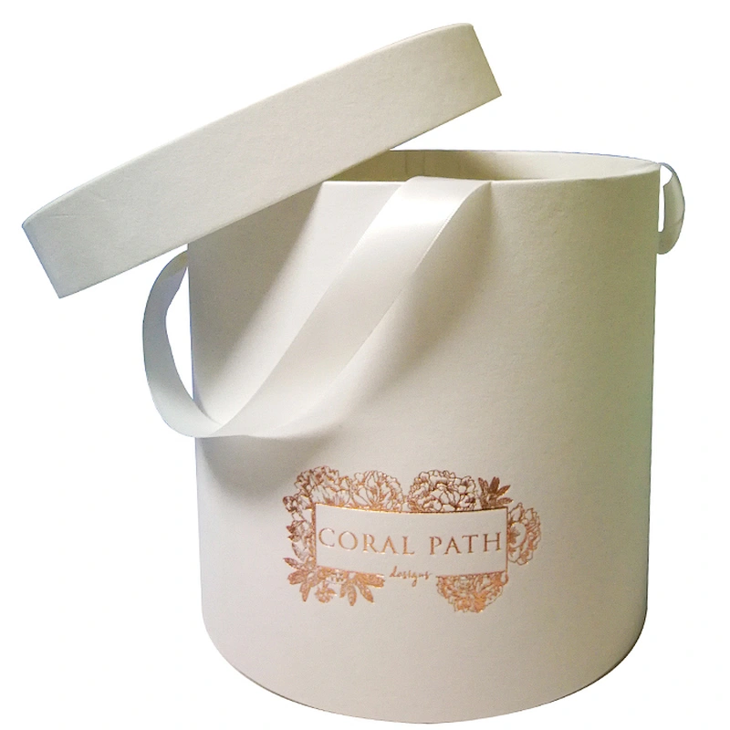 High Quality Wholesale Luxury Custom Gold Stamping Design Leather Paper Cardboard Round Gift Hat Flower Florist Box With Lid