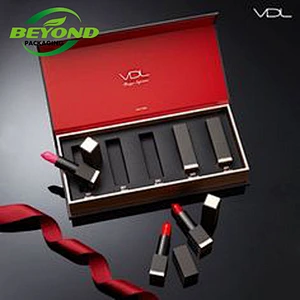 Design your own Paper Cosmetic Lipstick Lip Gloss Set Box Gift Packaging with Magnetic Closure with Insert