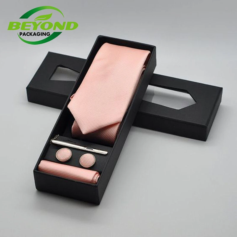 Simple Luxury Design Custom Logo Business Man Gift Tie Packaging Gift Box with Tissue Paper Accessory
