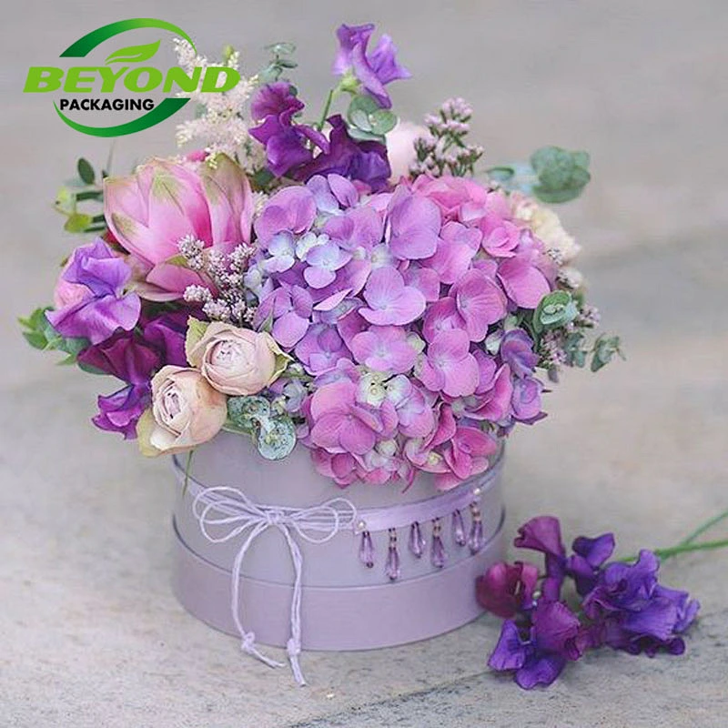 Customized Recycle Beautiful Hot Sale Cylinder Florist Portable Box Round Flower Hat Box Flower Gift Box