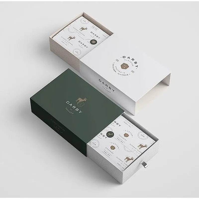 Eco friendly kraft paper foldable drawer gift box custom luxury socks drawer sliding packaging box