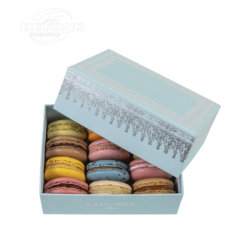 Food Grade Wholesale Manufacturer Square High Quality Food Grade Base And Lid Paper Box Packaging For Macaroon