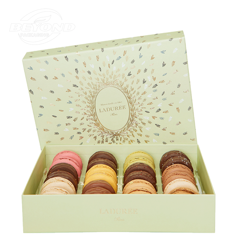 Food Grade Wholesale Manufacturer Square High Quality Food Grade Base And Lid Paper Box Packaging For Macaroon