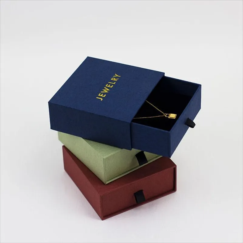 Custom Logo Luxury Jewelry Gift Necklace Box Packaging Sliding Drawer Paper Cardboard Box With Foam Insert For Jewelry Packaging