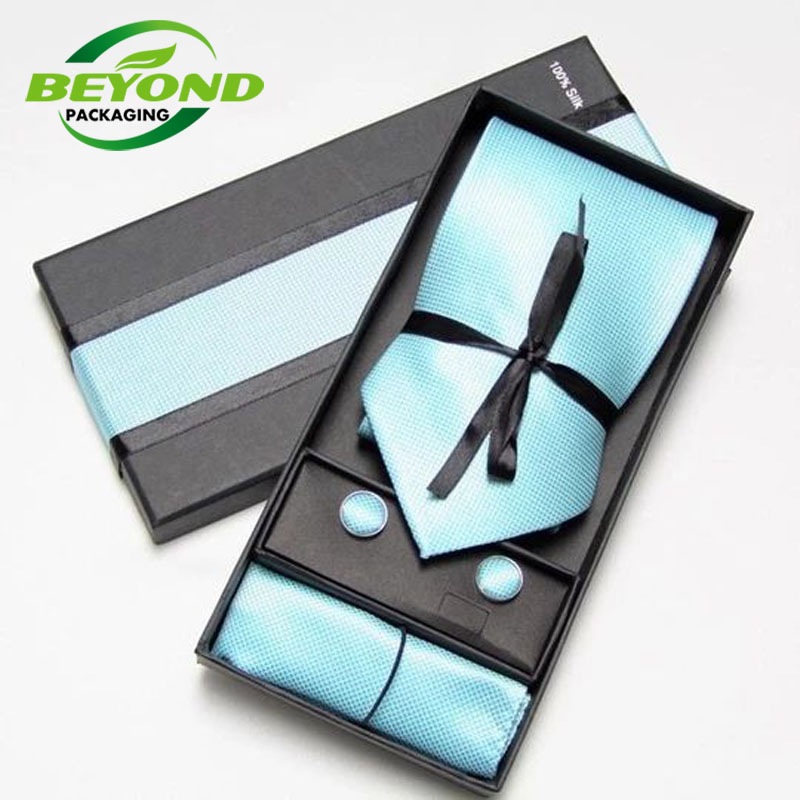 Simple Luxury Design Custom Logo Business Man Gift Tie Packaging Gift Box with Tissue Paper Accessory