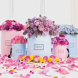 Custom Luxury Flower Packaging Box Gift Rose Box Set With Gold Stamping Logo For Wedding/Christmas