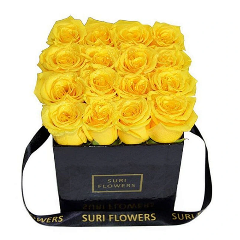 Custom Eco-friendly  Luxury Good Price Gift Cardboard Boxes Preserved Square Wedding Rose Flower Packaging with Silk Ribbon