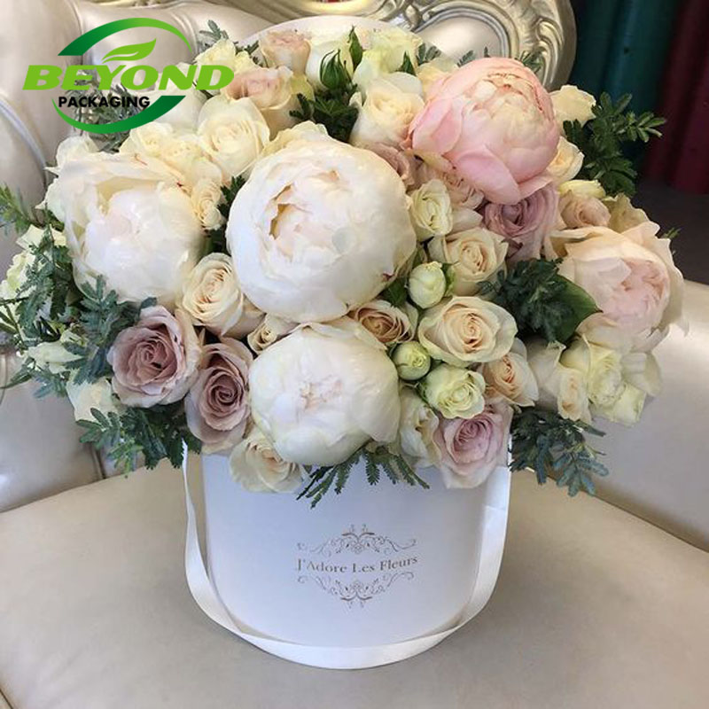 Customized Recycle Beautiful Hot Sale Cylinder Florist Portable Box Round Flower Hat Box Flower Gift Box