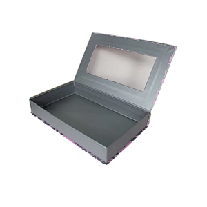 Custom Color Printing Eco-friendly Cosmetic Paper Gift Rigid Box Magnetic Folding Packaging with PVC Clear  Window Silk Bow