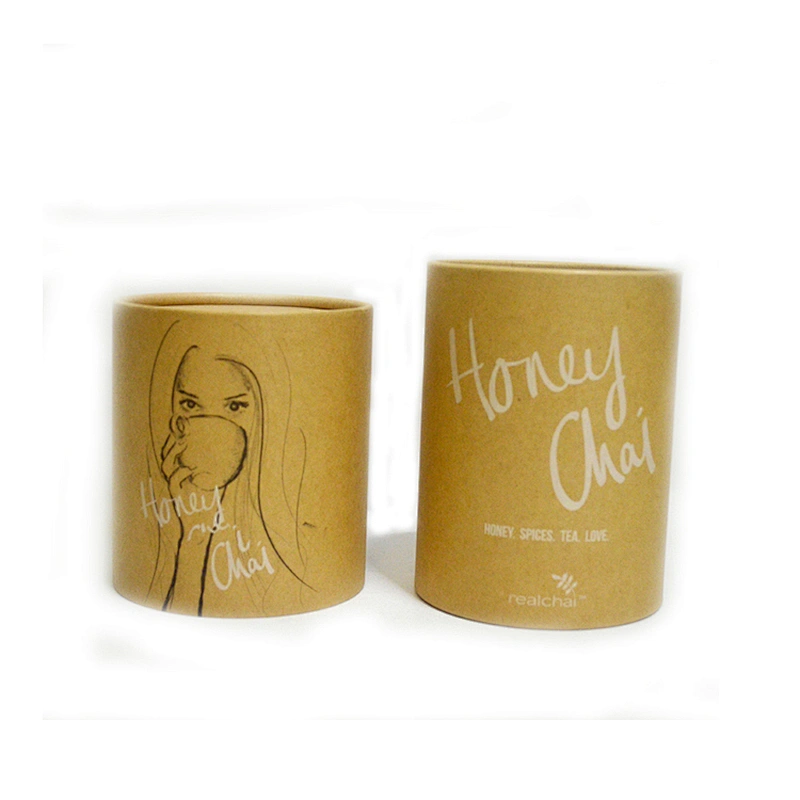 Custom design biodegradable kraft paper butt jointing cardboard tube container for tea powder packaging