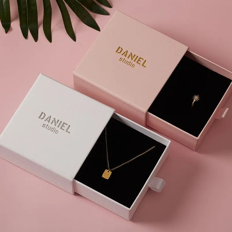 Eco Friendly High Quality Custom Design Paper Boxes Packaging Drawer Box For Jewelry Wedding Ring Necklace For Engagement