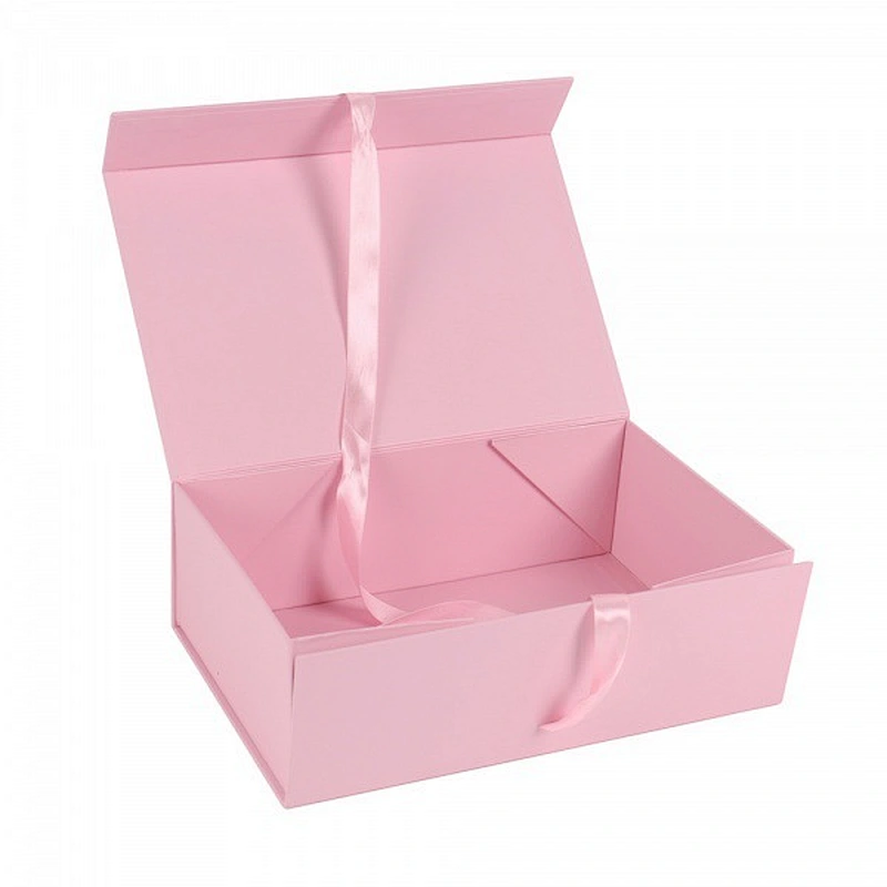 Customized Branding Matte Magnetic Closure Paper Gift Box For Garments Ribbon Handle Rectangular Folding Clothing Packaging