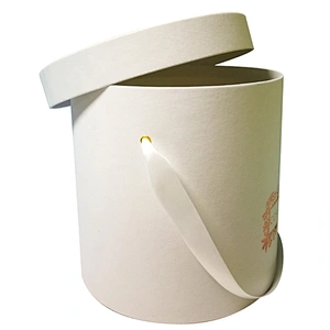 High Quality Wholesale Luxury Custom Gold Stamping Design Leather Paper Cardboard Round Gift Hat Flower Florist Box With Lid