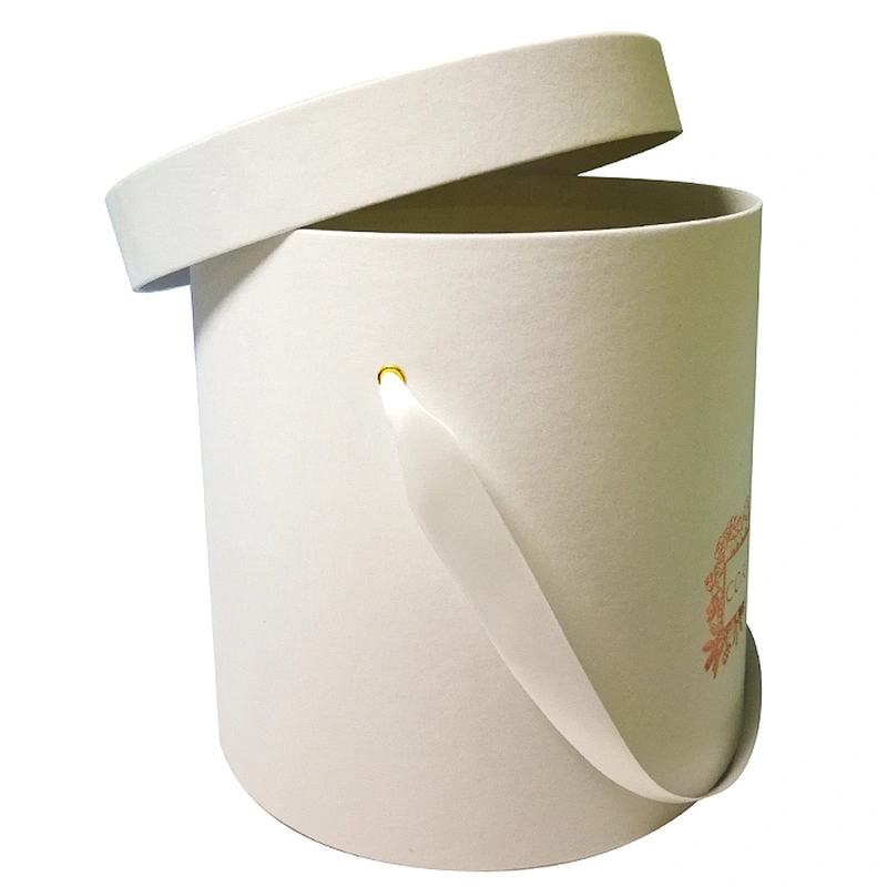 High Quality Wholesale Luxury Custom Gold Stamping Design Leather Paper Cardboard Round Gift Hat Flower Florist Box With Lid