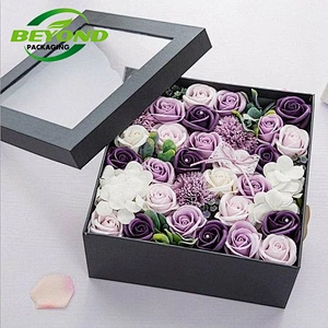 China Wholesale Custom Cardboard Paper Luxury Flowers Packaging Box Gift Packaging Flower Square  Boxes for Flower Rose