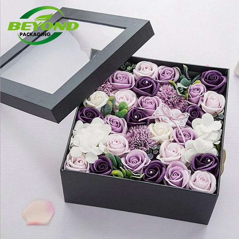 China Wholesale Custom Cardboard Paper Luxury Flowers Packaging Box Gift Packaging Flower Square  Boxes for Flower Rose