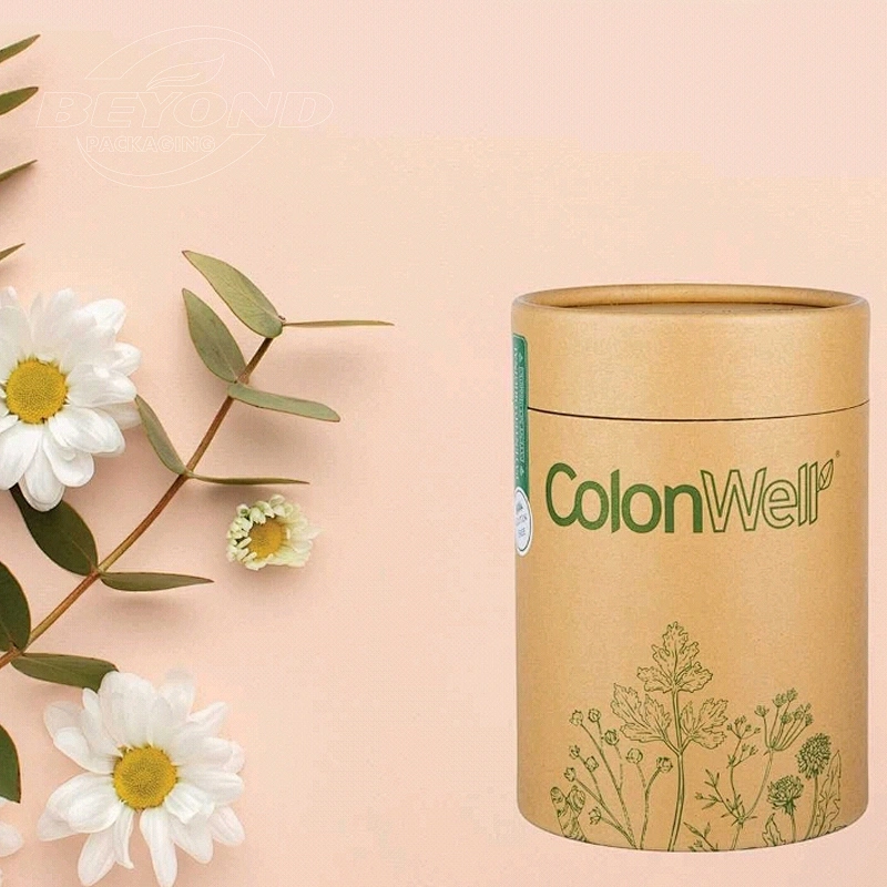 Recycled Biodegradable Custom Size Brown Eco Round Roll Edge Craft Tea Paper Cardboard Tube Packaging Box Cylinder