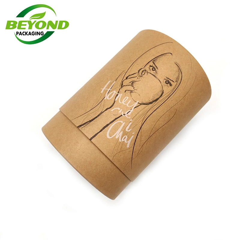 Custom design biodegradable kraft paper butt jointing cardboard tube container for tea powder packaging