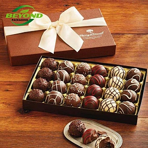 Custom Rigid  Cardboard Reasonable Price Kraft Paper Chocolate Bar Gift Sweet Candy Box Packaging with insert and Silk Ribbon