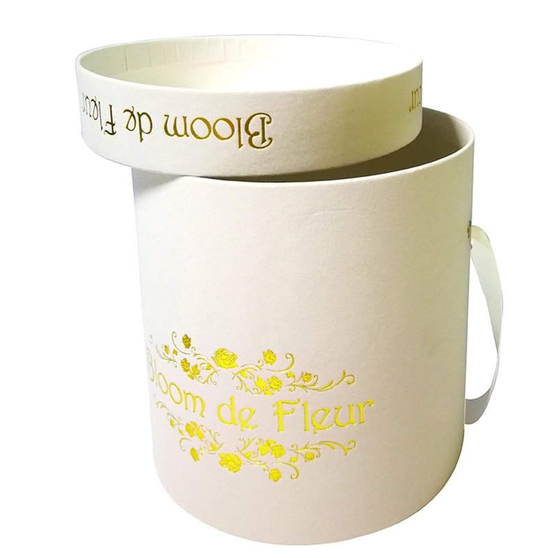 High Quality Wholesale Luxury Custom Gold Stamping Design Leather Paper Cardboard Round Gift Hat Flower Florist Box With Lid