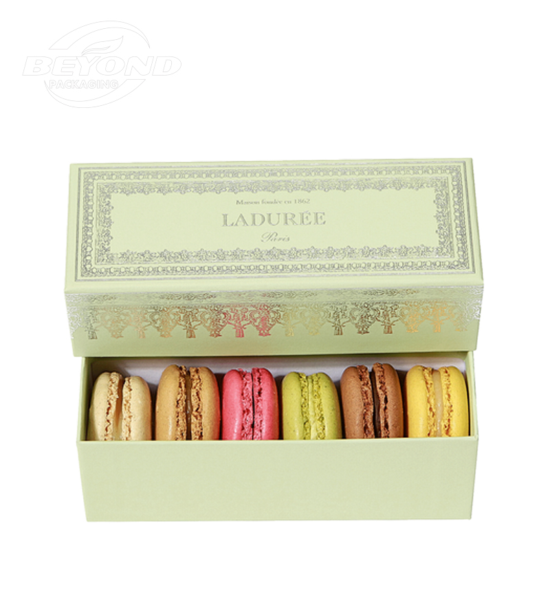Wholesale Custom Luxury Gift Food Paper Packaging Sweet Cookie Macaron Biscuit Pink Green Box with Plastic Tray Pastry Lid
