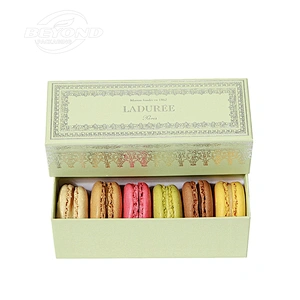 Wholesale Custom Luxury Gift Food Paper Packaging Sweet Cookie Macaron Biscuit Pink Green Box with Plastic Tray Pastry Lid