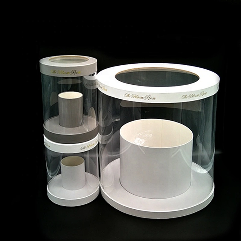 Luxury Transparent Delivery Clear Plastic Round Flower PVC/PET Display Packaging Gift Boxes