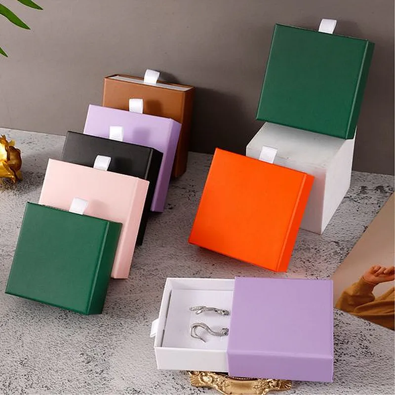Customized Logo Factory Wholesale Luxury Recycled Rigid Cardboard Packaging Drawer Sliding Gift Boxes With Ribbon