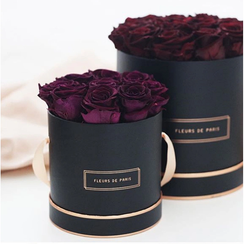 Custom Design Round Floral Luxury Cylinder Boxes for Rose Flower Bouquets  Box Festival Wedding Holiday Gift  Packing