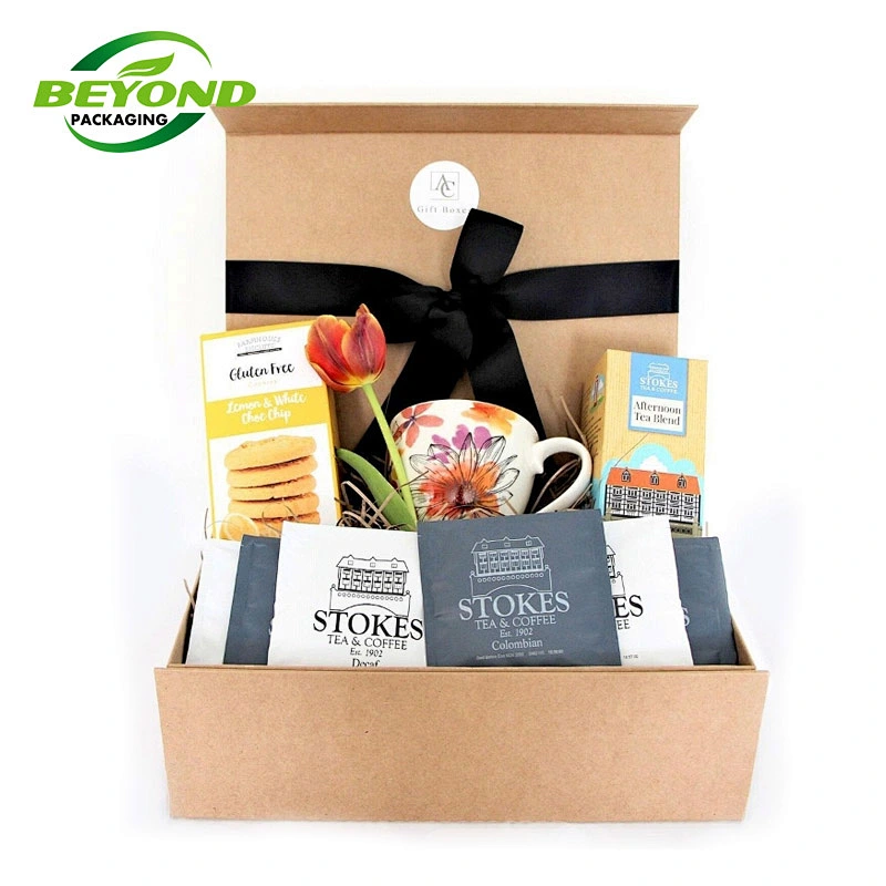 Recycled Custom Wholesale Cardboard Gift Paper Packing Magnetic Box Customized Design Coffee Cup Mug with Ribbon