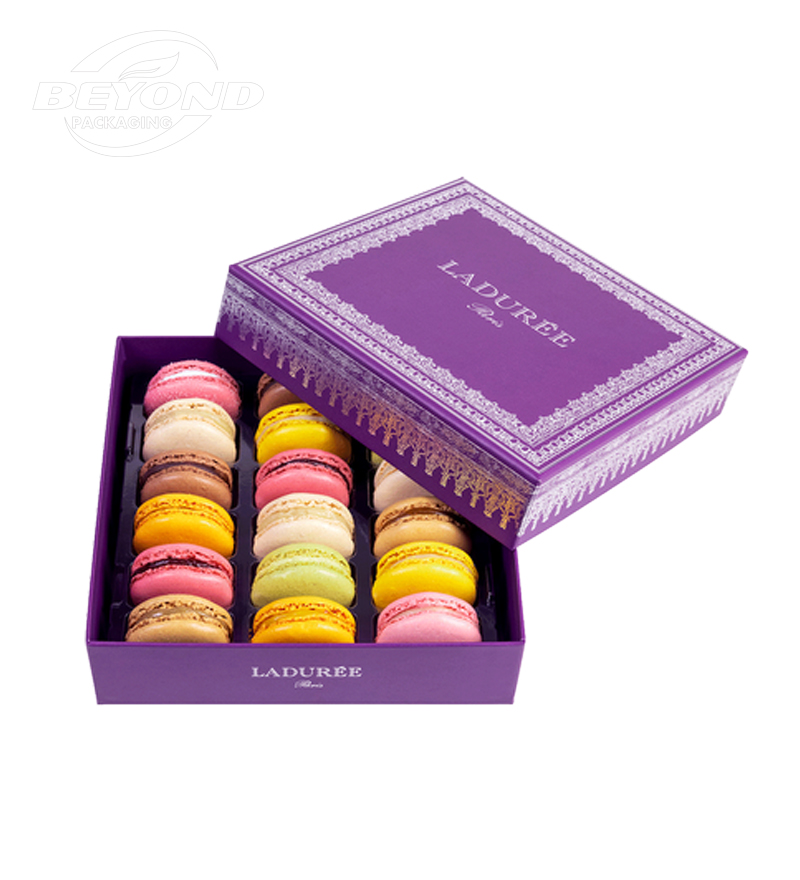 Custom Gift Lid and Base Box Chocolate Macaron Biodegradable Cardboard Craft Paper Packaging with Clear Window