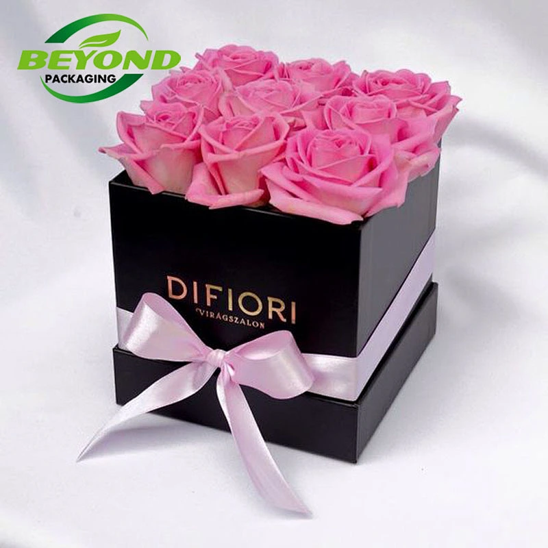 China Wholesale Custom Cardboard Paper Luxury Flowers Packaging Box Gift Packaging Flower Square  Boxes for Flower Rose