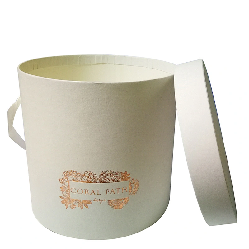 High Quality Wholesale Luxury Custom Gold Stamping Design Leather Paper Cardboard Round Gift Hat Flower Florist Box With Lid