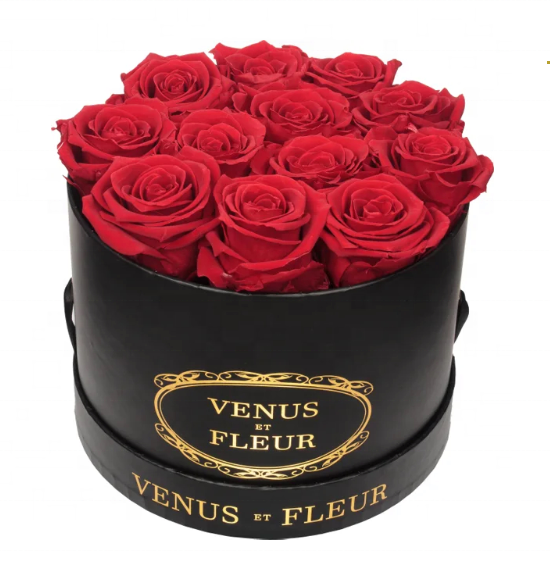 Wholesale Waterproof Cardboard Luxury Elegant Rose Round Preserved Flower Bouquet Gift Packaging Hat Box