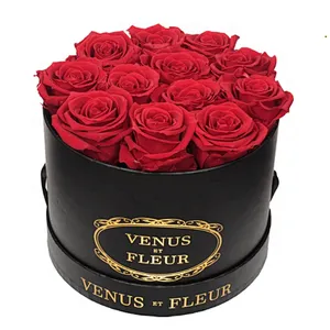 Wholesale Waterproof Cardboard Luxury Elegant Rose Round Preserved Flower Bouquet Gift Packaging Hat Box