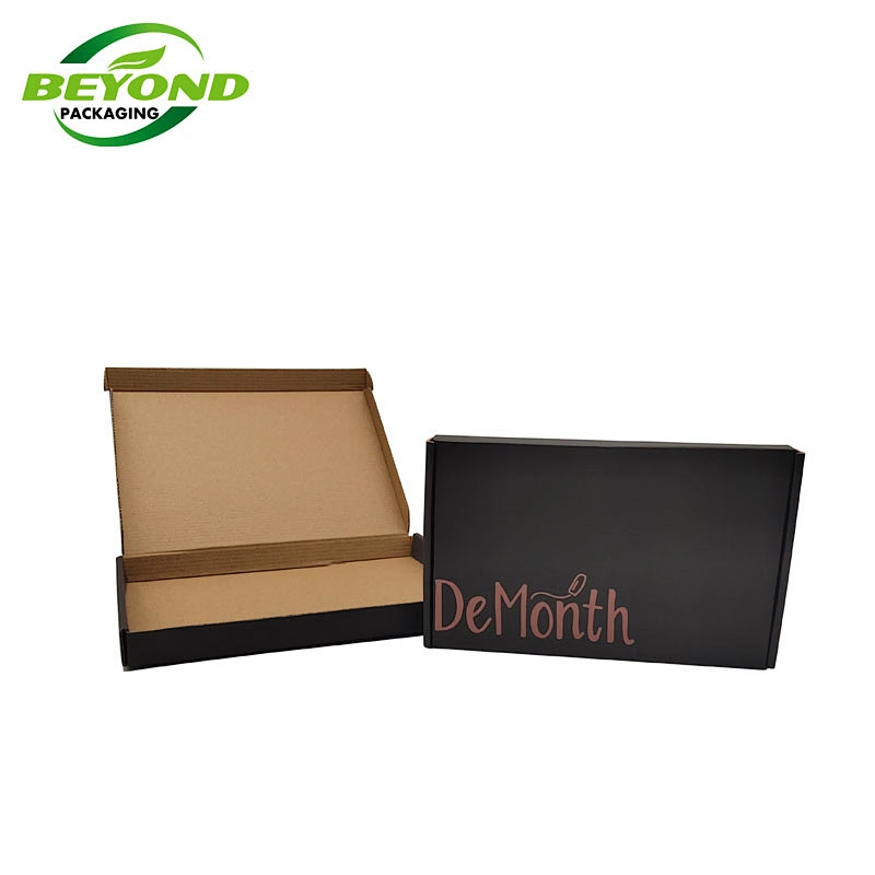Custom Black Brown Color Logo Printed Corrugated Cardboard Folding Packaging Mailer Shipping Box for Small Business
