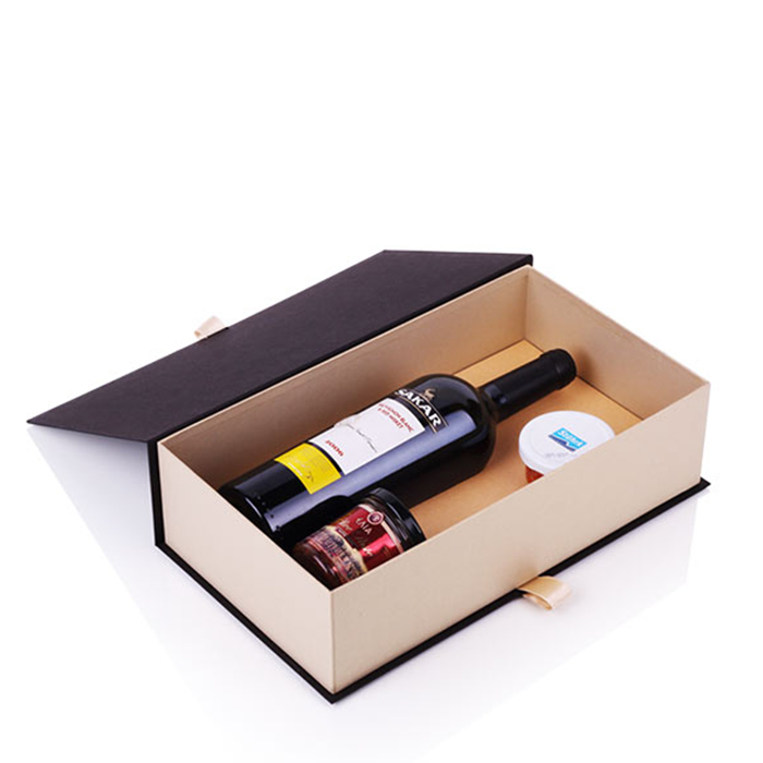 Custom Luxury Hard Rigid  Cardboard Paper Magnetic Closure Box With Insert Ribbon for Wine Gift  Champagne Stopper Packaging