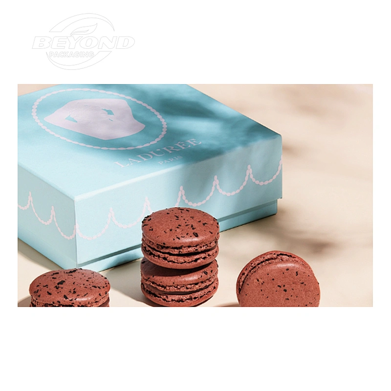Food Grade Wholesale Manufacturer Square High Quality Food Grade Base And Lid Paper Box Packaging For Macaroon