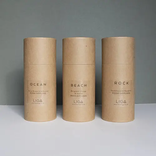 Custom printing logo recycled hot reusable light brown cardboard paper tube packaging with paper lid for water bottle
