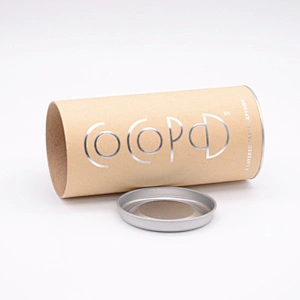 Customized Logo Printing Eco Friendly Luxury Paper Tube Packaging fashion t shirt round packaging with Metal Lid