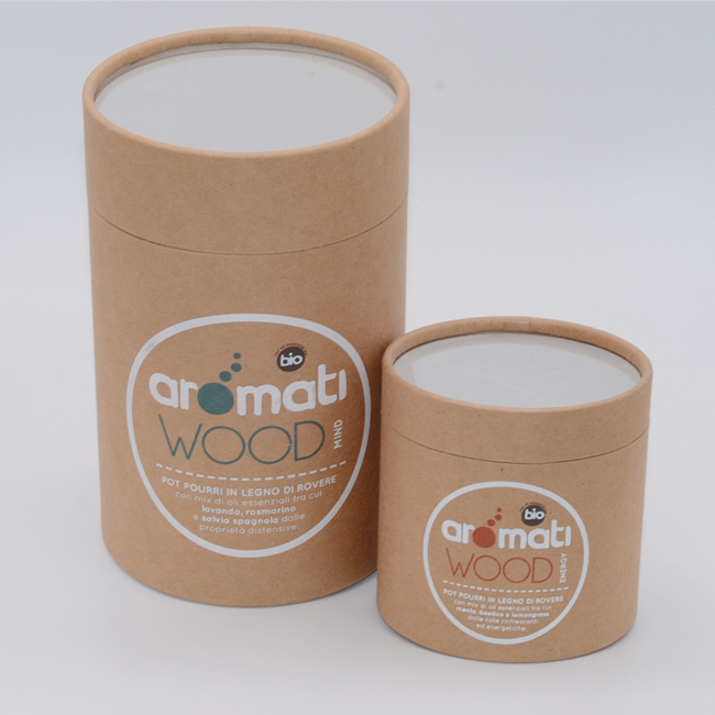 Recycled Custom Printed Cardboard  Food Grade Packaging Round Shape Kraft Paper Tube For Tea Package with Clear PET Window