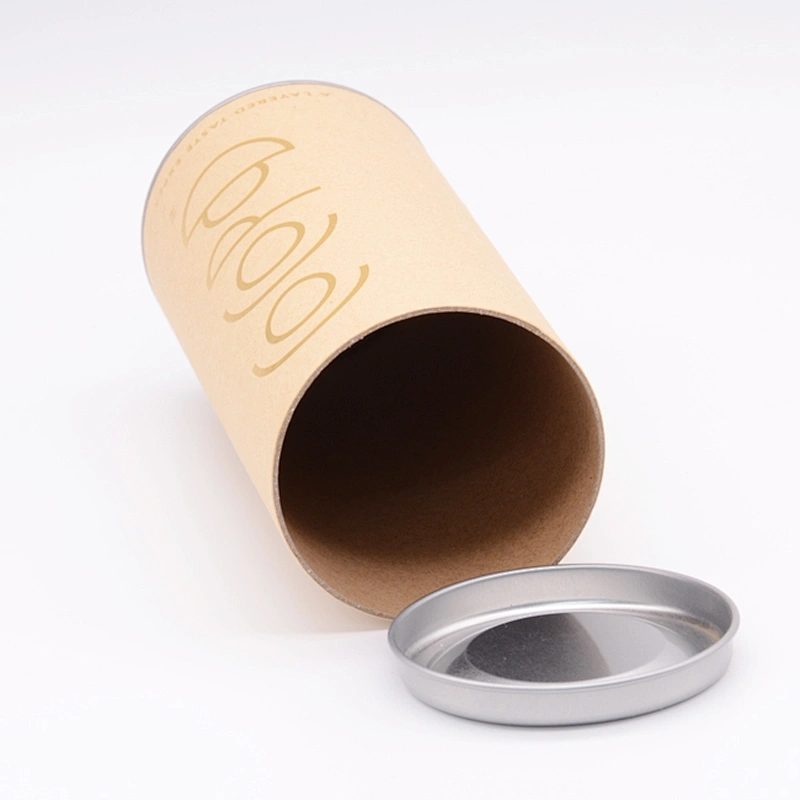 Customized Logo Printing Eco Friendly Luxury Paper Tube Packaging fashion t shirt round packaging with Metal Lid