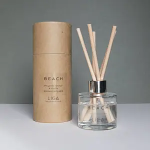Custom printing logo recycled hot reusable light brown cardboard paper tube packaging with paper lid for water bottle