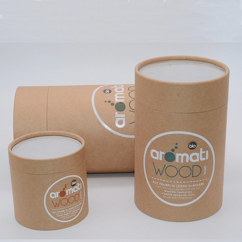 Recycled Custom Printed Cardboard  Food Grade Packaging Round Shape Kraft Paper Tube For Tea Package with Clear PET Window