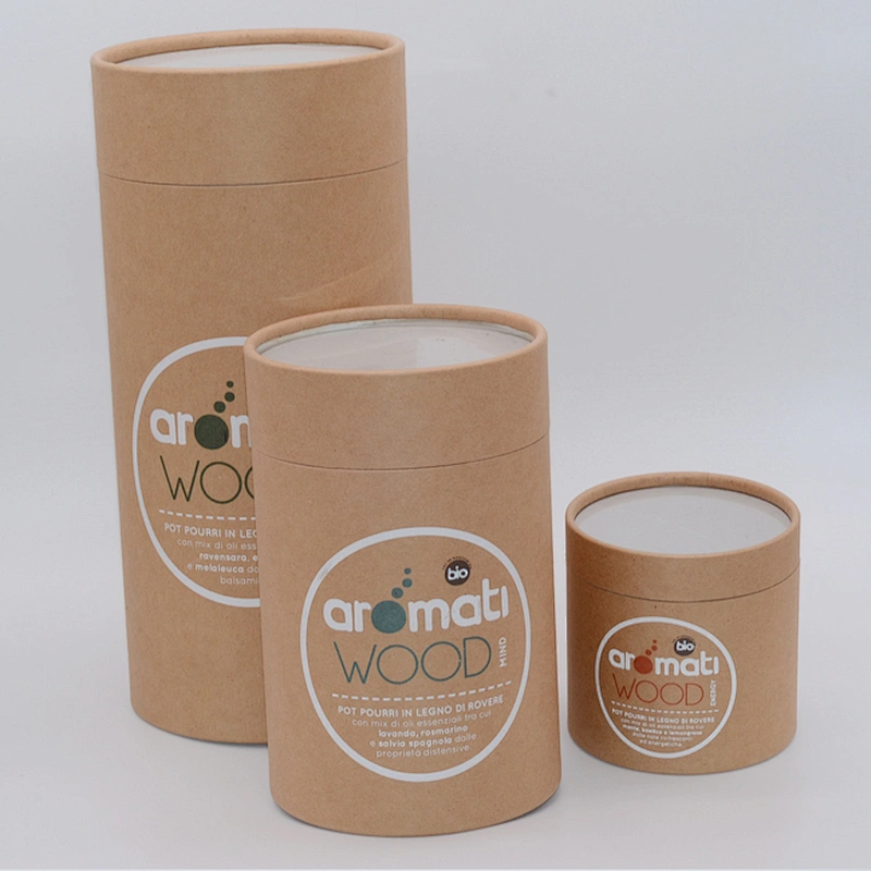 Recycled Custom Printed Cardboard  Food Grade Packaging Round Shape Kraft Paper Tube For Tea Package with Clear PET Window