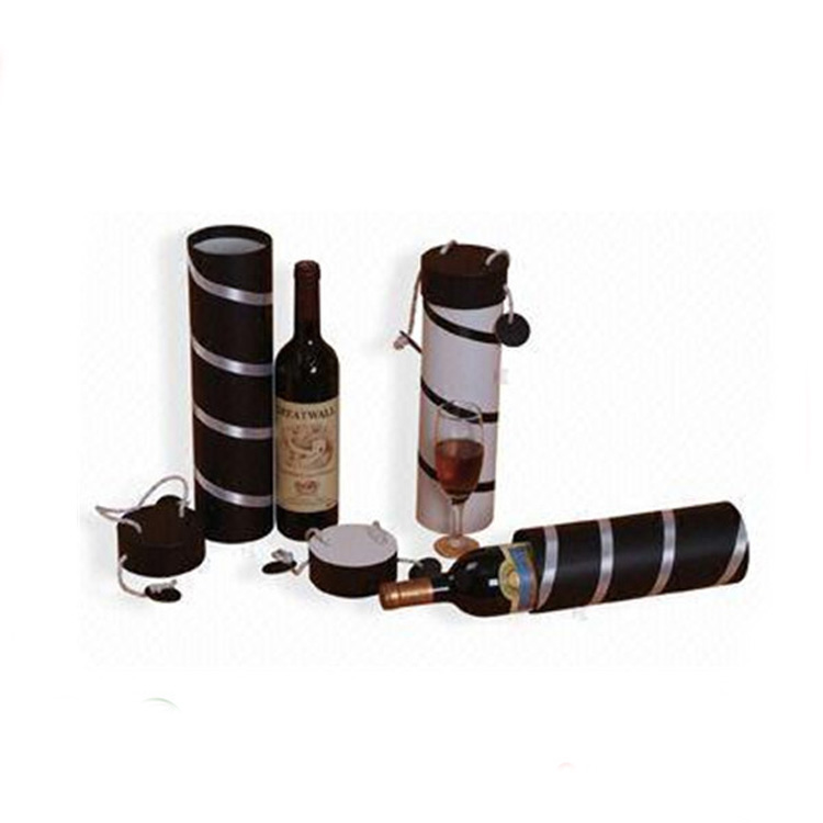 Wholesale high quality  luxury custom cylinder box with handle craft paper tubes for wine packaging boxes