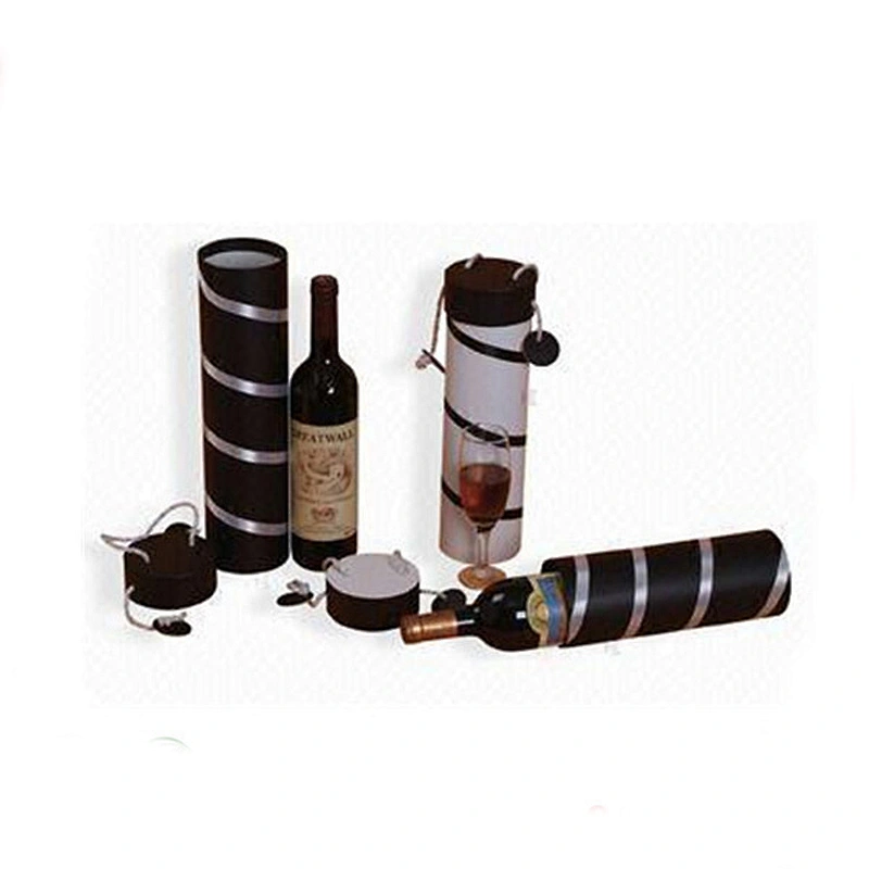 Wholesale high quality  luxury custom cylinder box with handle craft paper tubes for wine packaging boxes
