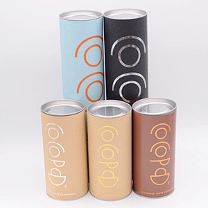 Customized Logo Printing Eco Friendly Luxury Paper Tube Packaging fashion t shirt round packaging with Metal Lid