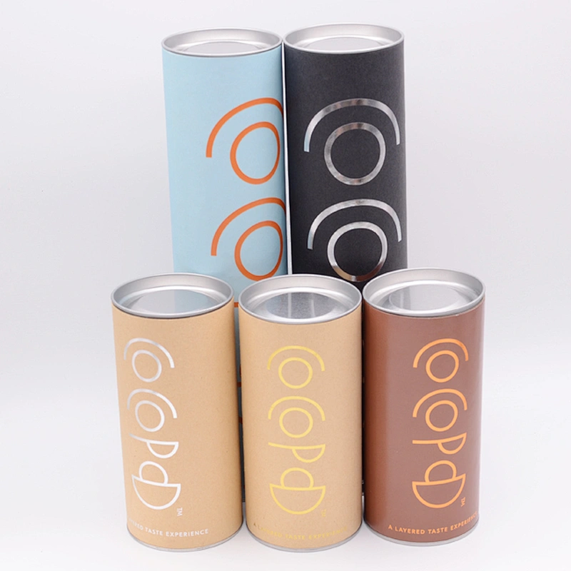 Customized Logo Printing Eco Friendly Luxury Paper Tube Packaging fashion t shirt round packaging with Metal Lid