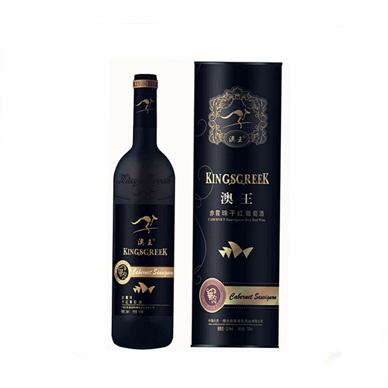 Custom Recyclable Black Cardboard Cylinder Round Paper Tube 750ml Red Wine Bottle Tube Packaging Box With Handle